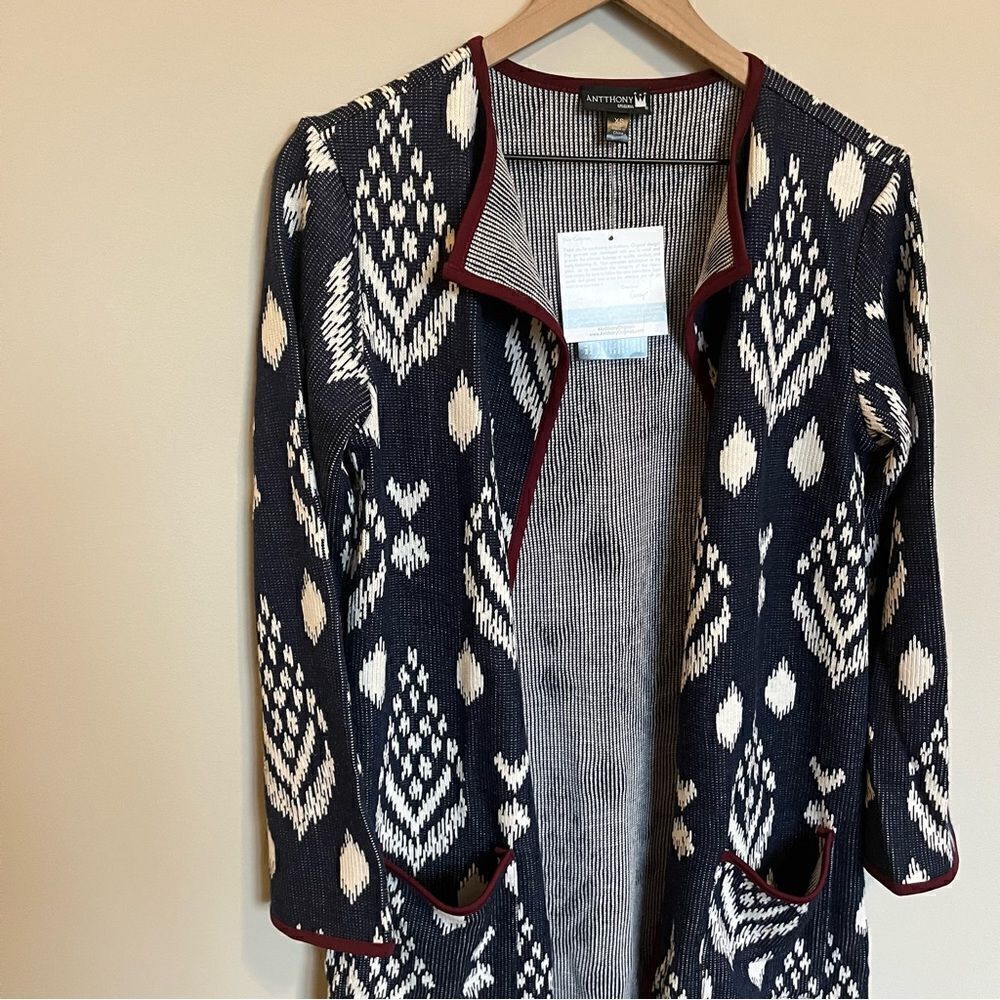 Antthony Womens Knee Length Jacquard Duster Cardigan - Picture 3 of 11